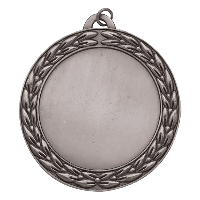 Wreath 2" Insert Holder Medal-Antique Silver (Insert Not Included), 2 3/4"