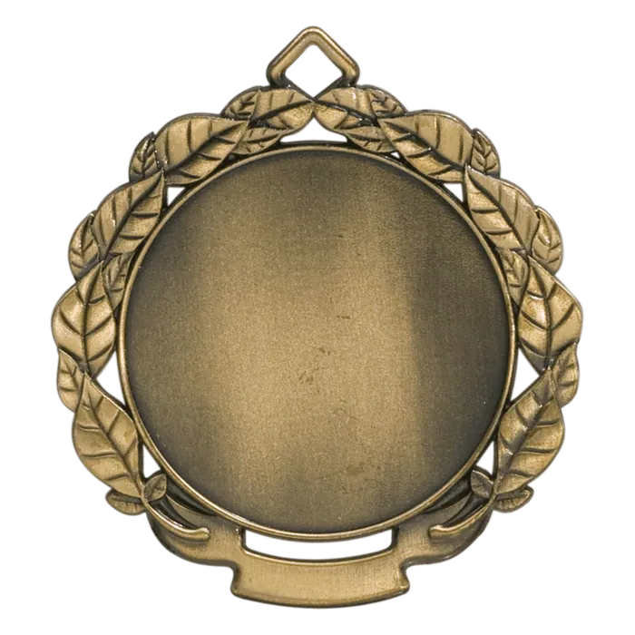 Leaf 2" Insert Holder Medal-Antique Gold (Insert Not Incuded)