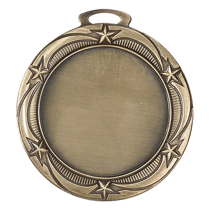 Star 2" Insert Holder Medal-Antique Gold (Insert Not Included)