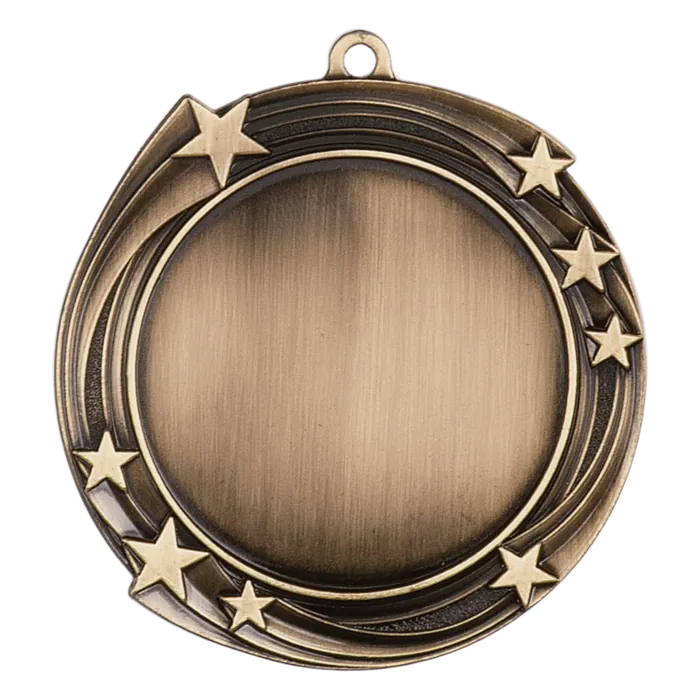 Swirling Star 2" Insert Holder Medal-Antique Gold (Insert Not Included)