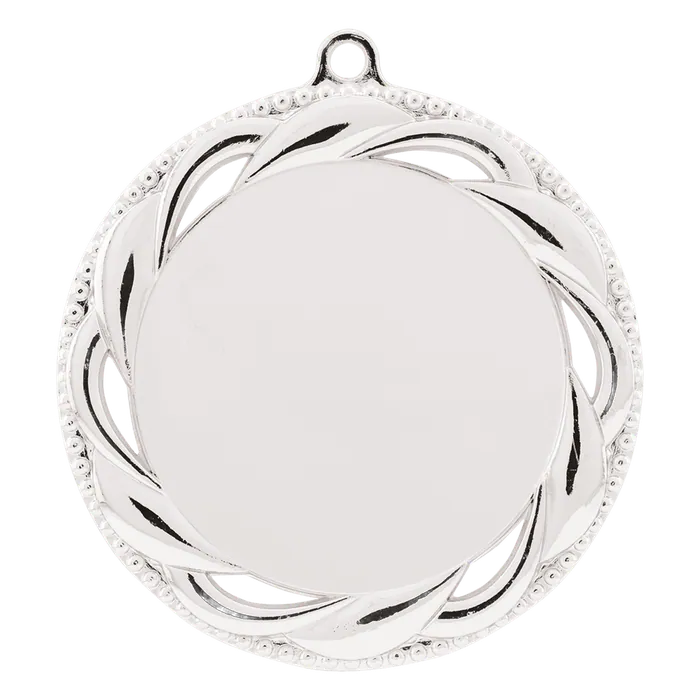 Rosette 2" Insert Holder Medal-Bright Silver (Insert Not Included)