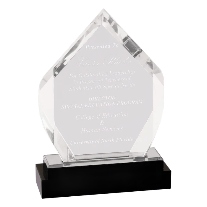 Small Silver Fusion Diamond Impress Acrylic with Black Glass Base