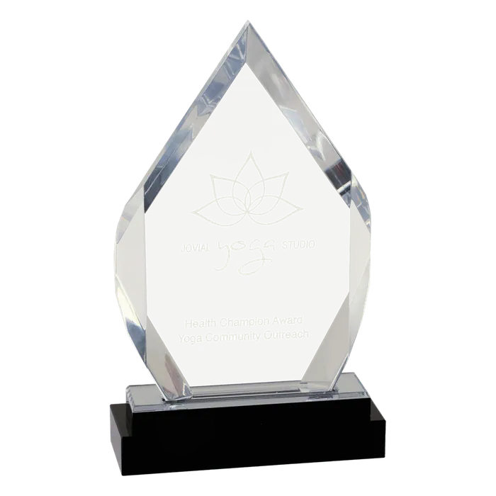 Medium Silver Fusion Diamond Impress Acrylic with Black Glass Base