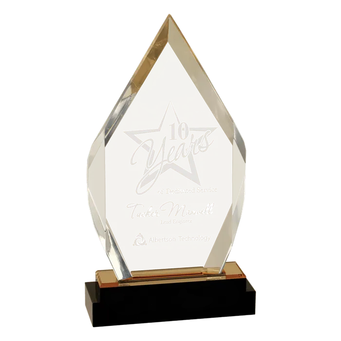 Large Gold Fusion Diamond Impress Acrylic with Black Glass Base