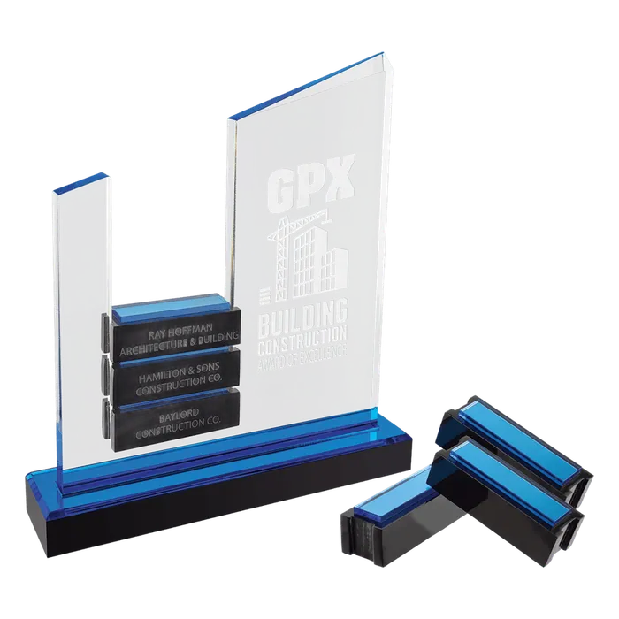 Blue Peak Slant Perpetual Impress Acrylic with 6 Blocks