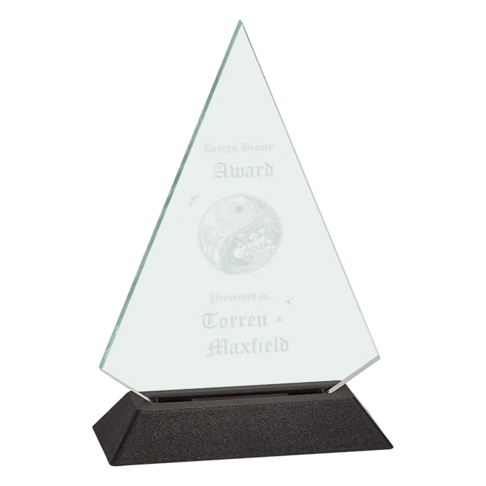 Small Jade Triangle Acrylic with Black Base