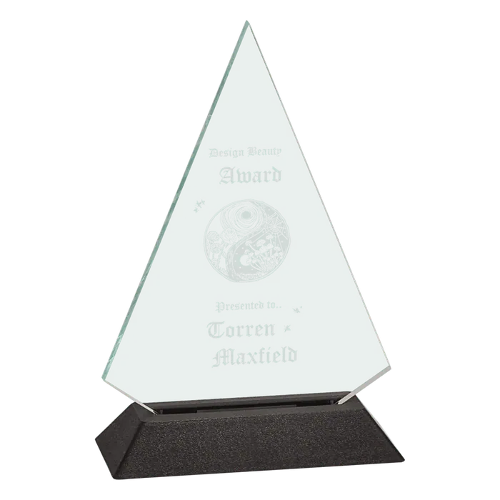 Large Jade Triangle Acrylic with Black Base