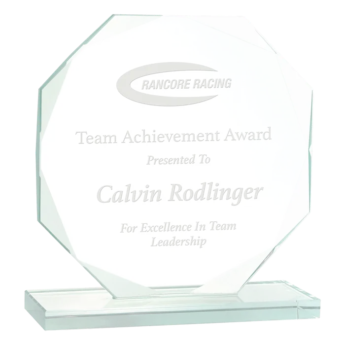 Premier Jade Octagon Glass Award, 6"