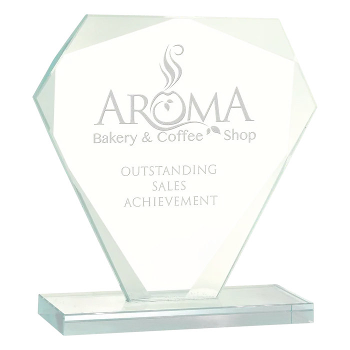 Small Cut Diamond Jade Glass Award
