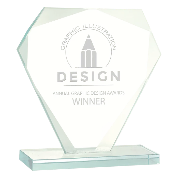 Large Cut Diamond Jade Glass Award