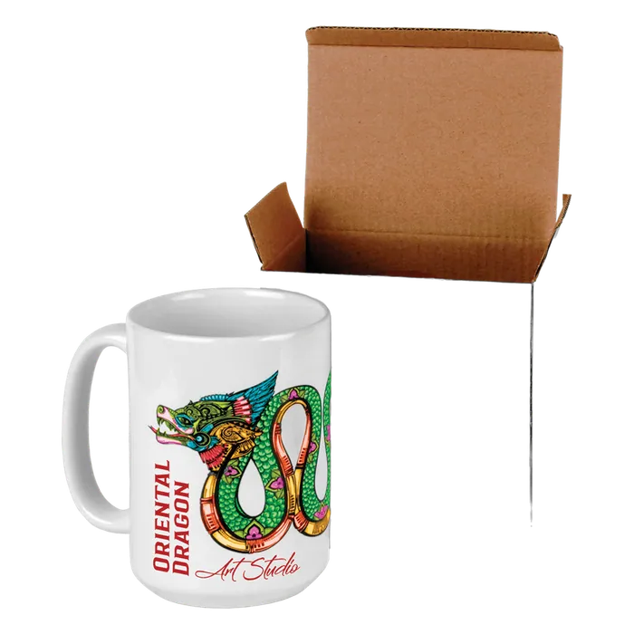 White Ceramic 15 oz. Mug with White Box