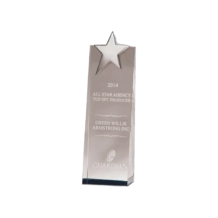 Crystal Award with Silver Star, Prism-Effect