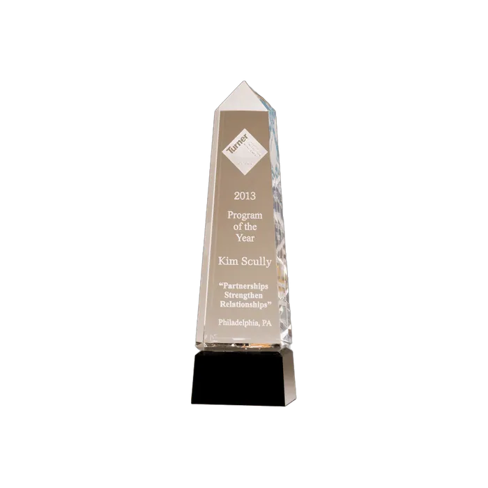 Crystal Obelisk with Prism-Effect Top and Black Base