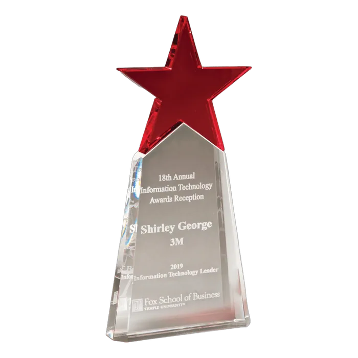 Red Crystal Star on Clear Crystal Base