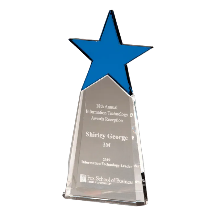 Blue Crystal Star on Clear Crystal Base