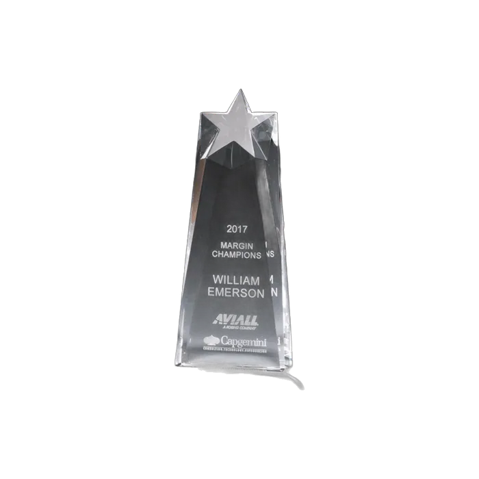 Star Award Carved from a Block of Crystal, 9 1/2"