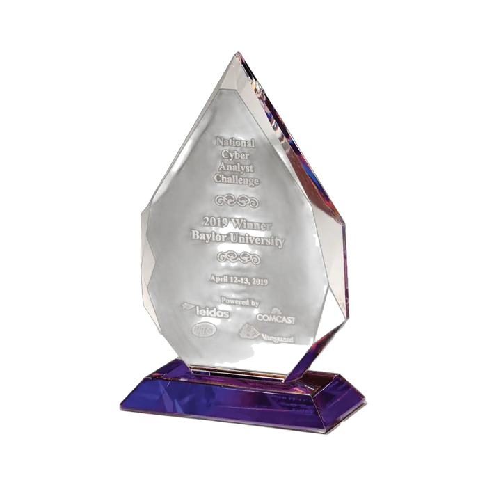 Flame Series Crystal Award with Prism-Effect Base, 7 5/8"