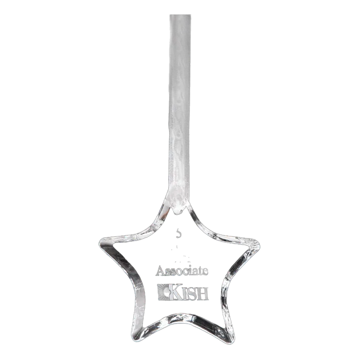Crystal Star Ornament with Ribbon Hanger