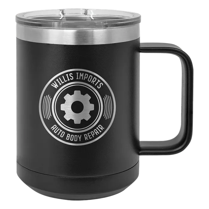 Black Polar Camel 15 oz. Coffee Mug with Slider Lid