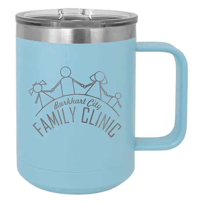 Light Blue 15 oz. Polar Camel Coffee Mug with Slider Lid