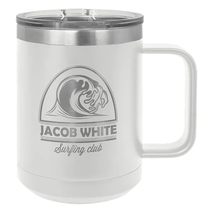 White Polar Camel 15 oz. Coffee Mug with Slider Lid