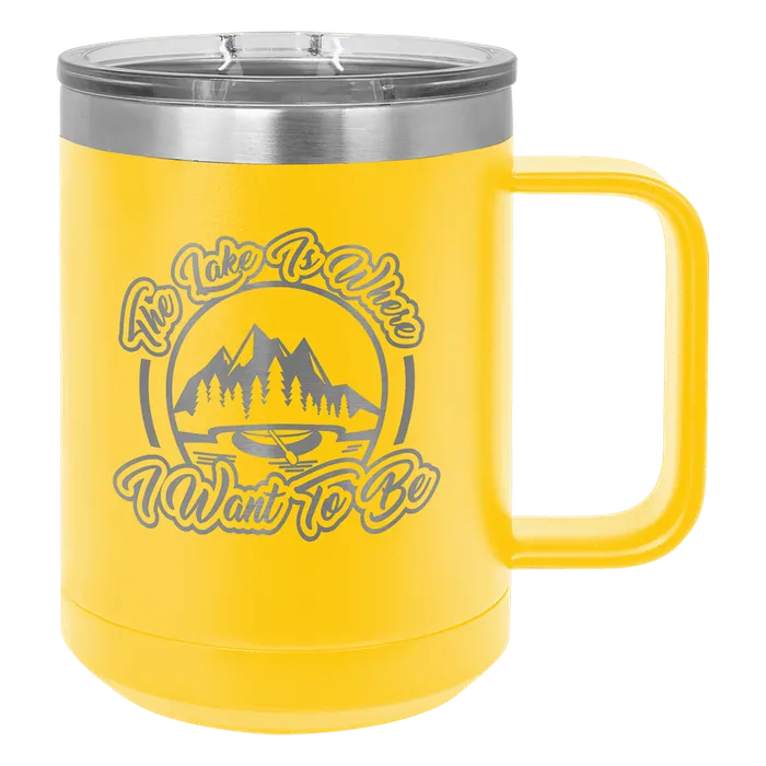 Yellow 15 oz. Polar Camel Coffee Mug with Slider Lid