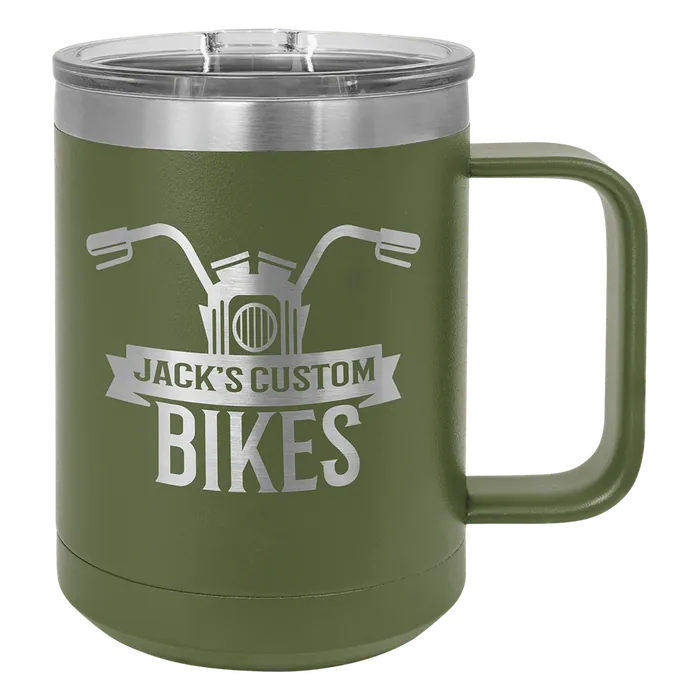 Olive Green 15 oz. Polar Camel Coffee Mug with Slider Lid