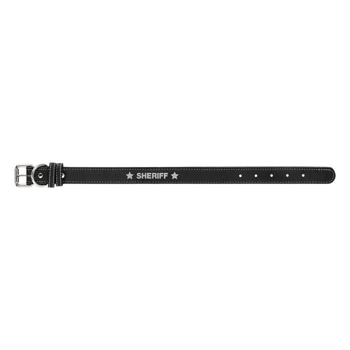 Black/Silver Leatherette Dog Collar, Style LLC501