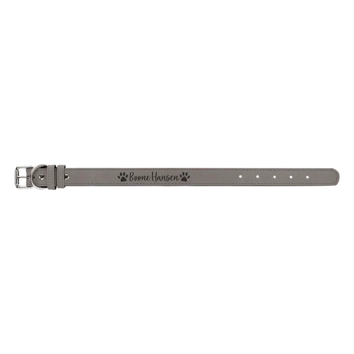 Gray Leatherette Dog Collar, Style LLC502
