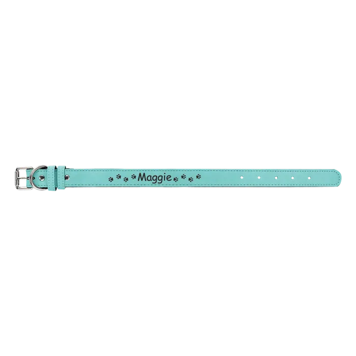 Teal Leatherette Dog Collar, Style LLC504