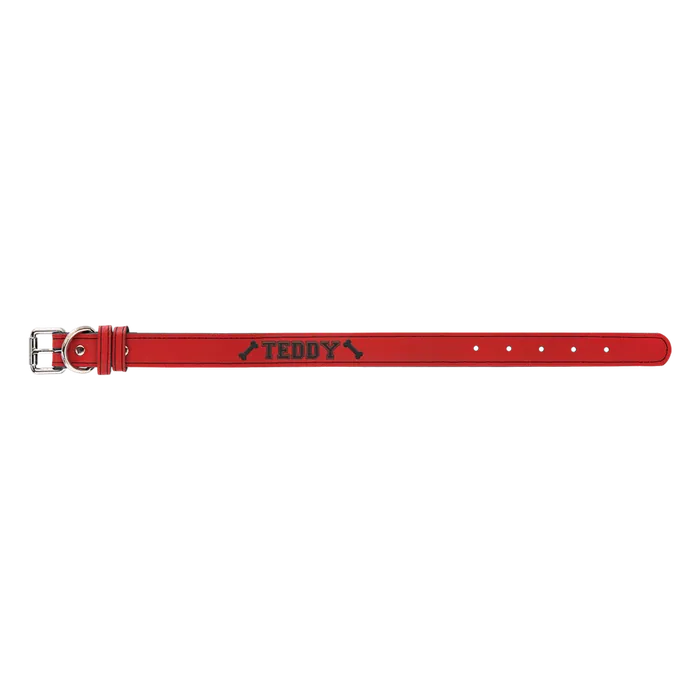 Red Leatherette Dog Collar, Style LLC506