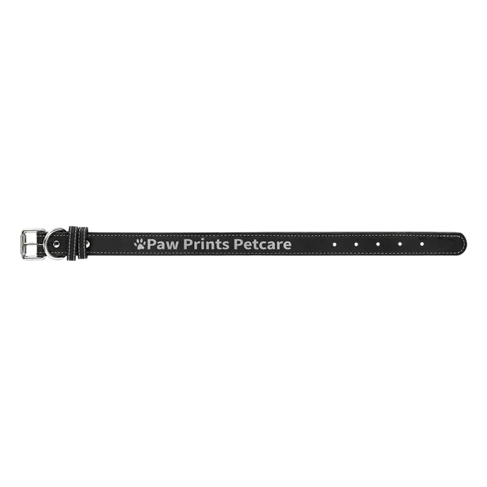 Black/Silver Leatherette Dog Collar, Style LLC516