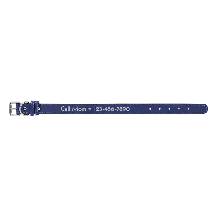 Blue/Silver Leatherette Dog Collar, Style LLC520