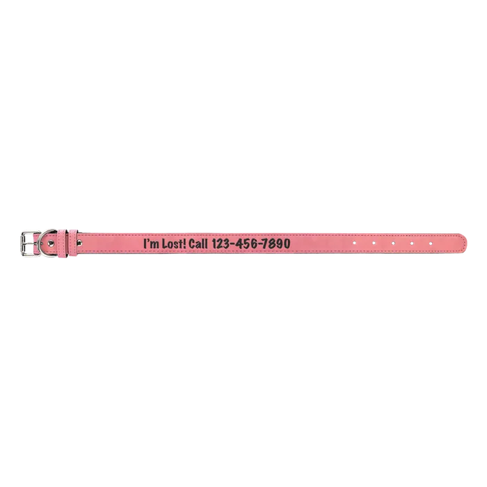 Pink Leatherette Dog Collar, Style LLC533