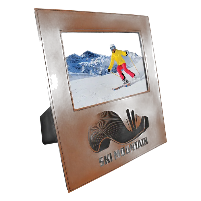 Rawhide Leatherette Photo Frame with Large Engraving Area