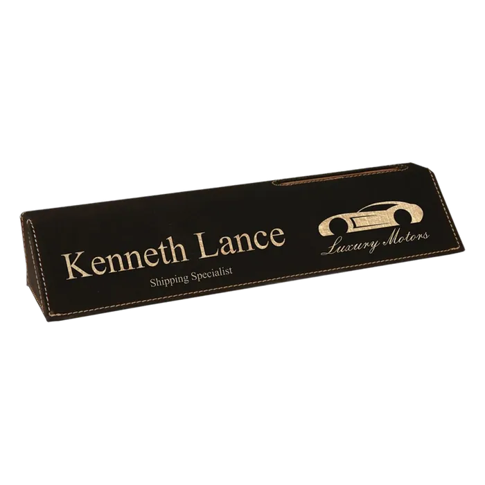 Black/Gold 10 1/2" Leatherette Desk Wedge with Business Card Holder