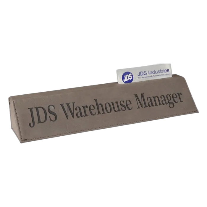 Gray 10 1/2" Leatherette Desk Wedge with Business Card Holder
