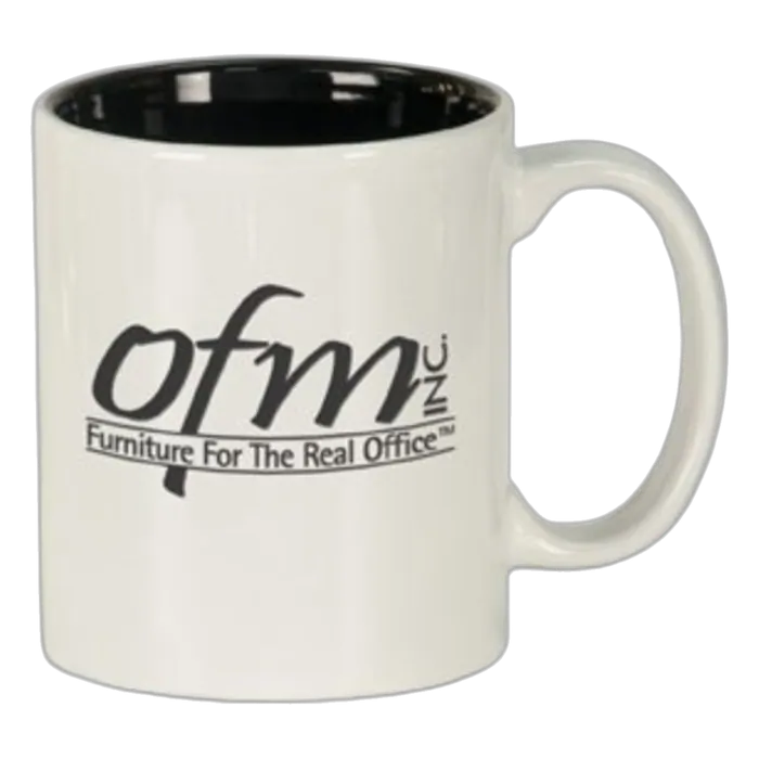 White/Black 11 oz. Round Ceramic Mug