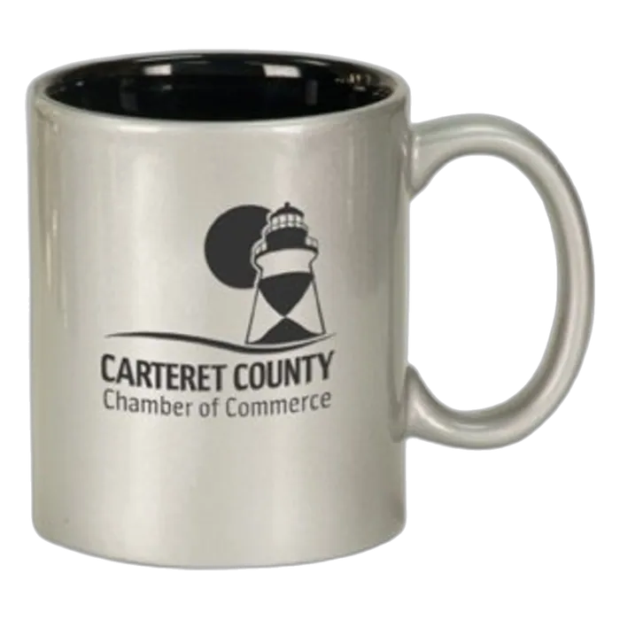 Silver/Black 11 oz. Round Ceramic Mug