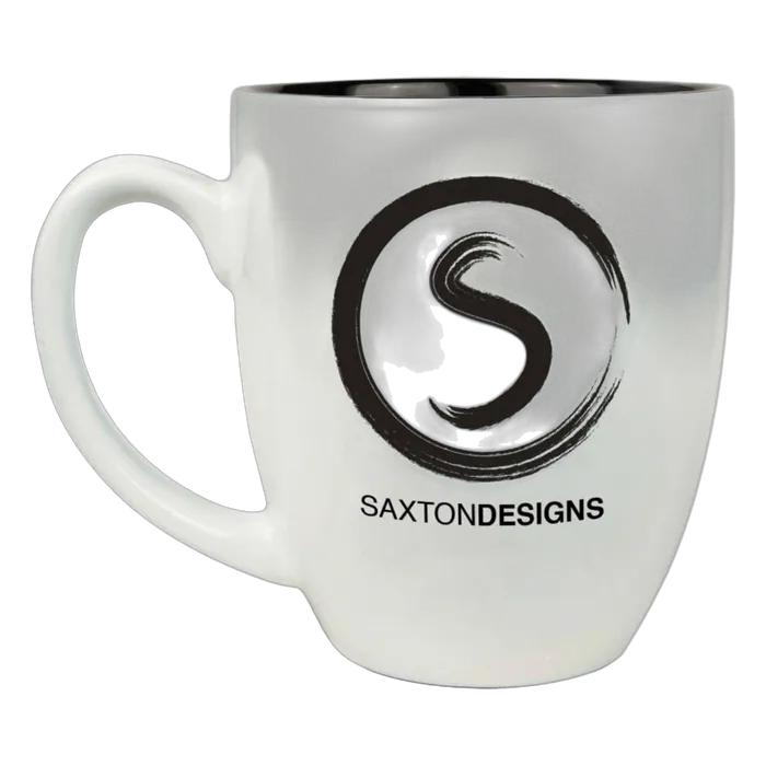 White/Black 16 oz. Ceramic Bistro Mug