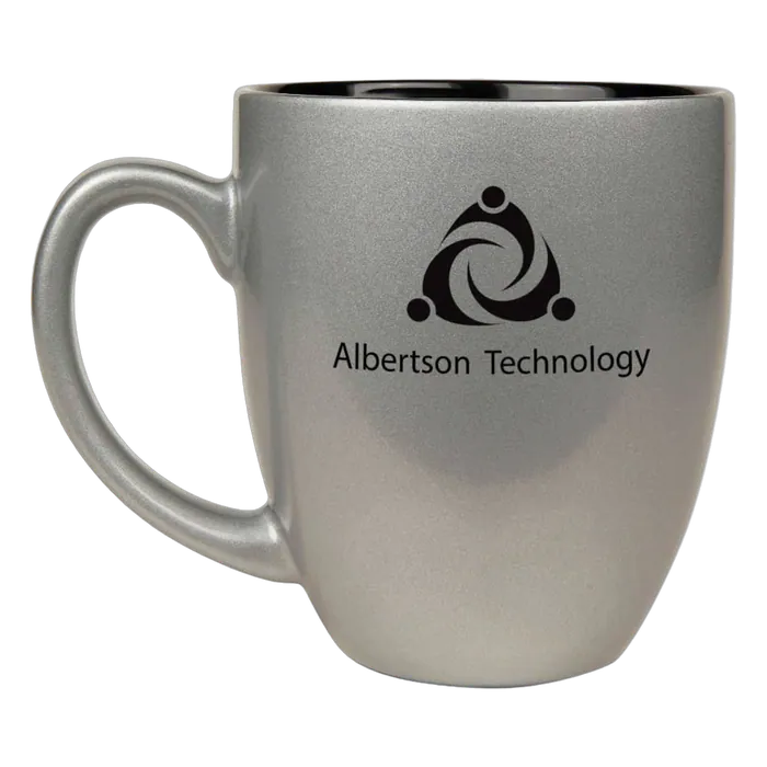 Silver/Black 16 oz. Ceramic Bistro Mug
