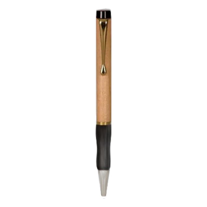 Maple Ballpoint Pen with Gripper & Gold Trim