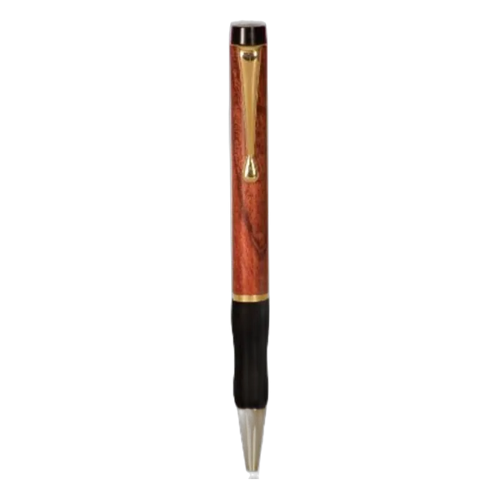 Rosewood Finish Ballpoint Pen with Gripper & Gold Trim