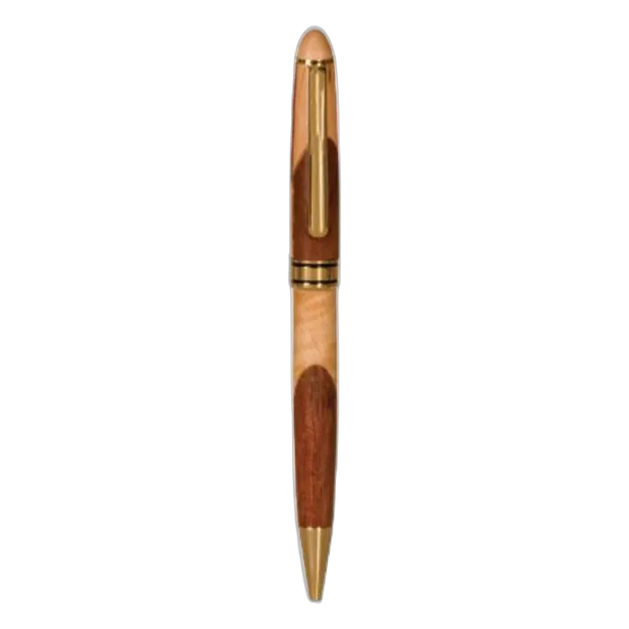 Maple & Rosewood Finish Ballpoint Pen with Gold Trim