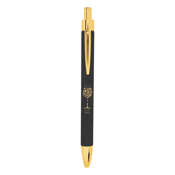 Black/Gold Laserable Leatherette Pen