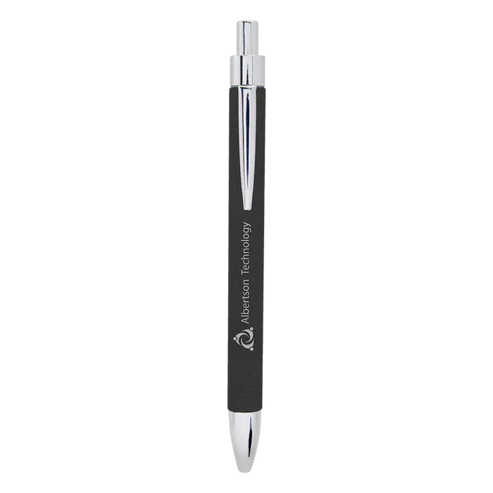 Black/Silver Laserable Leatherette Pen