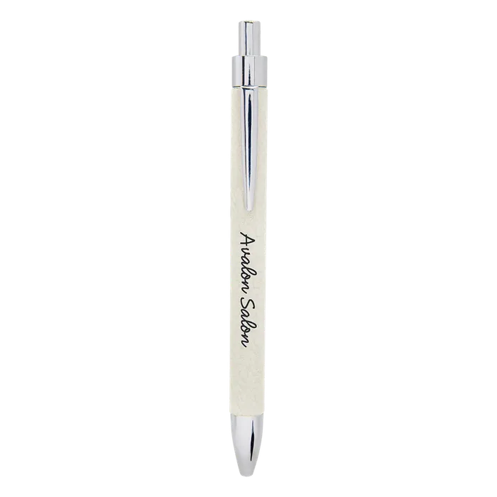 White Laserable Leatherette Pen