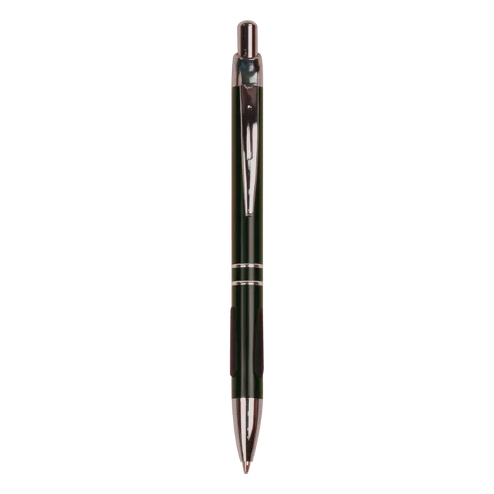 Black Gloss Ballpoint Pen with Rubber Gripper