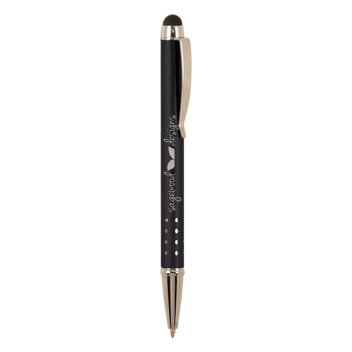 Black Gloss Ballpoint Pen with Stylus