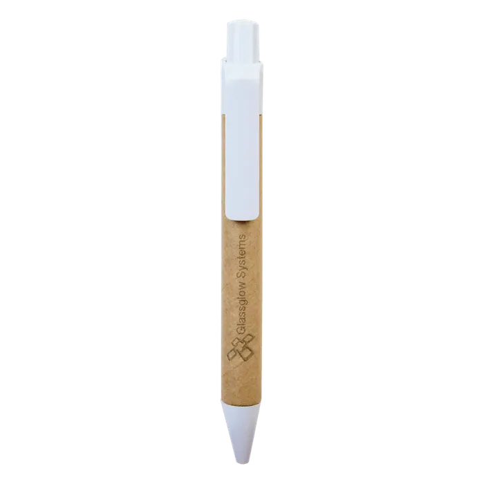 Recycled Paper Ballpoint Pen with White Plastic Trim